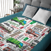 Truck Train Personalized Name Pattern Baby Blanket